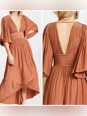 Ramy Brook Kinslie Maxi Dress Terracotta Brown Size 10 Large